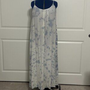 Raviya, White & Blue, Spaghetti Strap Maxi Swimwear Cover-Up, Size XL